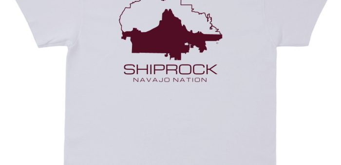 Shiprock in Navajo Nation Border Red on White