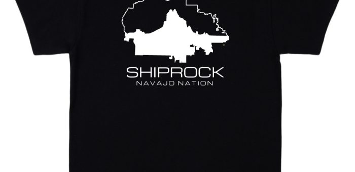 Shiprock in Navajo Nation Border White on Black